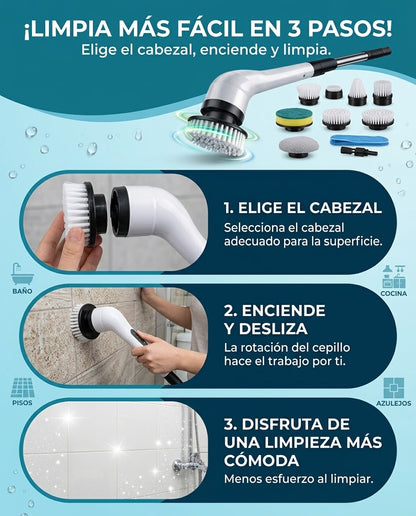 Cepillo Eléctrico Giratorio 9 en 1-  Limpieza más  Esfuerza Menos