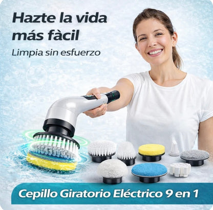 Cepillo Eléctrico Giratorio 9 en 1-  Limpieza más  Esfuerza Menos